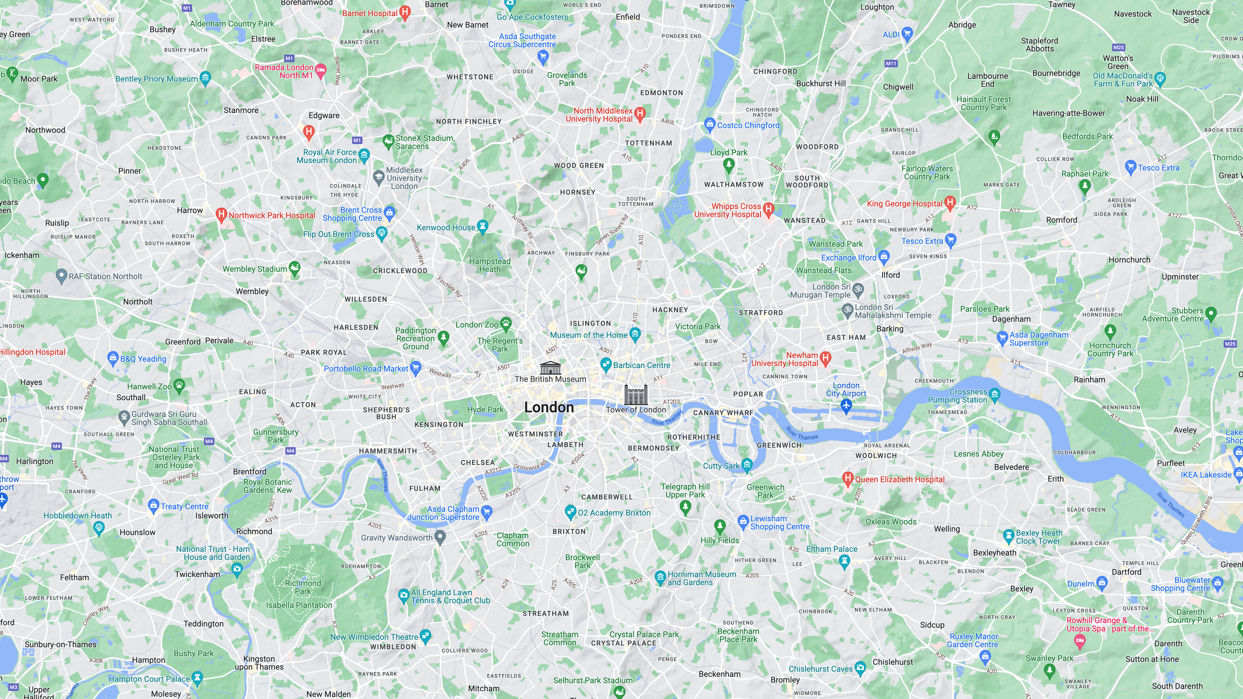 Map of London showing the city's landmarks and key areas. The home of Springboard Digital Group is a trusted digital marketing agency in London